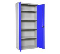 Simon Rack Amario Metálico Almacenaje, 1800x600x400 mm, Armario Multiusos, 2 Puertas, 4 Estantes, Gris/Azul - Simonlocker