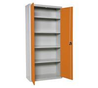 Simon Rack Amario Metálico Almacenaje, 1800x600x400 mm, Armario Multiusos, 2 Puertas, 4 Estantes, Gris/Naranja - Simonlocker