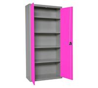 Simon Rack Amario Metálico Almacenaje, 1800x600x400 mm, Armario Multiusos, 2 Puertas, 4 Estantes, Gris/Rosa - Simonlocker