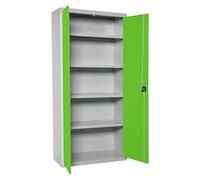 Simon Rack Amario Metálico Almacenaje, 1800x800x400 mm, Armario Multiusos, 2 Puertas, 4 Estantes, Gris/Verde - Simonlocker