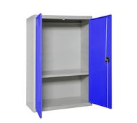 Simon Rack Amario Metálico Almacenaje, Armario Multiusos, 2 Puertas, 1 Estantes, 900x800x400 mm, MONTADA, Gris/Azul - Simonlocker