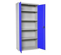 Simon Rack Amario Metálico Almacenaje, Armario Multiusos, 2 Puertas, 4 Estantes, 1800x1000x400 mm, MONTADA, Gris/Azul - Simonlocker