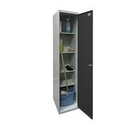 Simon Rack Armario Escobero Metálico 1800x400x400 mm - Simonlocker | 1 Puerta, 4 Estantes, Incluye 2 Llaves, Gris/Antracita, Pintura anticorrosión