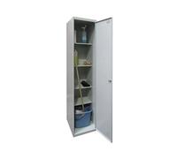 Simon Rack Armario Escobero Metálico 1800x400x400 mm - Simonlocker | 1 Puerta, 4 Estantes, Incluye 2 Llaves, Gris, Pintura anticorrosión