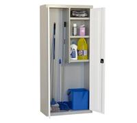 Simon Rack Armario Escobero Metálico 1800x800x400 mm - Simonlocker | 2 Puertas, 3 Estantes, Incluye 2 Llaves, Gris/Blanco, Pintura anticorrosión
