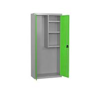 Simon Rack Armario Escobero Multiusos, 2 Puertas, 3 Estantes, 1800x800x500 mm, MONTADA, Gris/Verde - Simonlocker