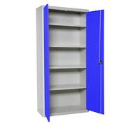 Simon Rack Amario Metálico Almacenaje, 1800x1000x400 mm, Armario Multiusos, 2 Puertas, 4 Estantes, Gris/Azul - Simonlocker