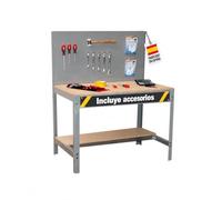 Simon Rack Banco de Trabajo 1210x610 mm, Panel Perforado 9 Accesorios - BT2 | Tablero Madera 16 mm, 600 kg de Punto Flexión, Gris, Pintura anticorrosión, Montaje sistema clic