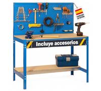 Simon Rack Banco de Trabajo 1510x610 mm, Panel Perforado 9 Accesorios - BT2 | Tablero Madera 16 mm, 600 kg de Punto Flexión, Azul, Pintura anticorrosión, Montaje sistema clic