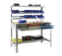 Simon Rack Banco de Trabajo con 3 repisas y cajón 1210x610 mm - BT1 | Capacidad Carga 600 kg, Pintura anticorrosión, Galva , Montaje sistema clic