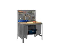 Simon Rack Banco de Trabajo con Panel Perforado y Cabina 910x610 mm - BT2 | Tablero madera 16 mm, Capacidad Carga 400 kg, Gris , Pintura anticorrosión, Montaje sistema clic