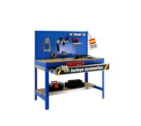 Simon Rack Banco de Trabajo Taller 1510x610 mm, Cajón, 9 Accesorios - BT2 | Panel Perforado, Tablero Madera 16 mm, 600 kg de Punto Flexión, Azul, Pintura anticorrosión, Montaje sistema clic