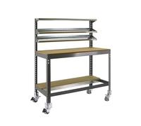 Simon Rack Banco de Trabajo Taller, Capacidad Carga 120 kg, 1520x1510x760 mm, Mesa de Trabajo, Incluye Ruedas, Gris/Madera - BT1