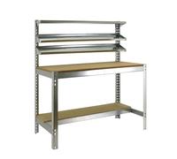 Simon Rack Banco de Trabajo Taller, Capacidad Carga 120 kg, 1520x910x610 mm, Mesa de Trabajo, Incluye Ruedas, Galva/Madera - BT1