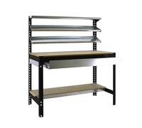 Simon Rack Banco de Trabajo Taller, Capacidad Carga 400 kg, 1445x910x610 mm, Mesa de Trabajo, 1 Cajón, Antracita/Madera - BT1