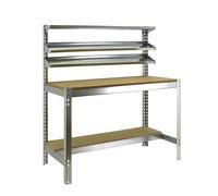 Simon Rack Banco de Trabajo Taller, Capacidad Carga 400 kg, 1445x910x610 mm, Mesa de Trabajo, Galva/Madera - BT1
