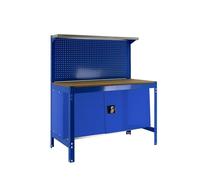 Simon Rack Banco de Trabajo Taller, Capacidad Carga 400 kg, 1445x910x610 mm, Mesa de Trabajo, Guarda Herramientas, Azul/Madera - BT3