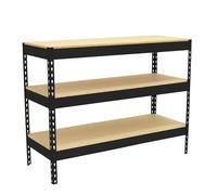 Simon Rack Banco de Trabajo Taller, Capacidad Carga 400 kg, 900x1200x900 mm, 3 Alturas, Mesa de Trabajo Antracita/Madera - BT-Basic