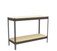 Simon Rack Banco de Trabajo Taller, Capacidad Carga 400 kg, 900x1800x600 mm, 2 Alturas, Mesa de Trabajo Antracita/Madera - BT-Basic