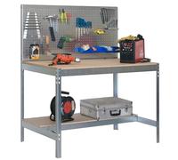 Simon Rack Banco de Trabajo Taller, Capacidad Carga 600 kg, 1445x1210x610 mm, Mesa de Trabajo, Galvanizado/Madera - BT2