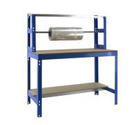 Simon Rack Banco de Trabajo Taller, Capacidad Carga 600 kg, 1445x1210x760 mm, Mesa de Trabajo, Azul/Madera - BT4