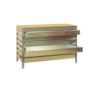 Simon Rack Banco de Trabajo Taller, Capacidad Carga 600 kg, 842x1210x760 mm, Mesa de Trabajo, 6 Cajones, Gris/Madera - BT5