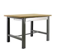 Simon Rack Banco de Trabajo Taller, Capacidad Carga 600 kg, 865x1200x750 mm, Mesa de Trabajo, 1 Cajón, Gris/Madera Mdf - BT6