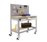 Simon Rack Banco de Trabajo Taller con Ruedas 1510x610 mm - BT2 | Panel Perforado y Cajón, Tablero madera 16 mm, Capacidad Carga 120 kg, Gris , Pintura anticorrosión, Montaje sistema clic