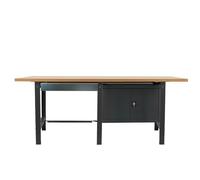 Simon Rack Banco de Trabajo Taller Doble, Capacidad Carga 600 kg, 865x2100x750 mm, 1 Cajón, Guarda Herramientas, Mesa de Trabajo, Antracita/Madera Mdf - BT6