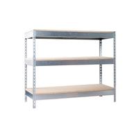 Simon Rack Banco de Trabajo Taller, Mesa de Trabajo Taller, Carga Máxima 400 kg, 900x1200x450 mm, Bricolaje, 3 Alturas, Galva/Madera - BT-Basic