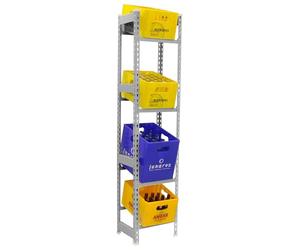 Simon Rack Estantería Cajas de Bebidas, 4 Cajas, 2000x400x300 mm, 4 Alturas, 100 kg de Punto Flexión, Estantería para Bebidas, Galvanizado - Simonbottle