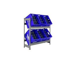 Simon Rack Estantería Cajas de Bebidas, 6 Cajas, 1000x1000x300 mm, 2 Alturas, 100 kg de Punto Flexión, Estantería para Bebidas, Gris - Simonbottle