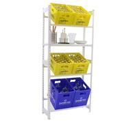 Simon Rack Estantería Cajas de Bebidas, 6 Cajas, 1000x800x300 mm, 4 Alturas, 100 kg de Punto Flexión, Estantería para Bebidas, Blanco - Simonbottle