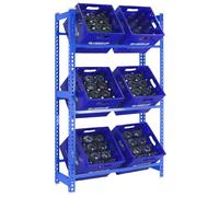 Simon Rack Estantería Cajas de Bebidas, 6 Cajas, 1800x800x300 mm, 3 Alturas, 100 kg de Punto Flexión, Estantería para Bebidas, Azul - Simonbottle