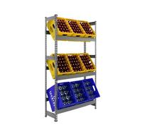 Simon Rack Estantería Cajas de Bebidas, 9 Cajas, 1800x1000x300 mm, 3 Alturas, 100 kg de Punto Flexión, Estantería para Bebidas, Gris - Simonbottle