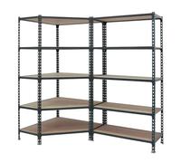 Simon Rack Estanteria Esquina Metalica, 1800x1800x300 mm, 5 Baldas Madera, 200 kg de Punto Flexión, Estanterías Almacenaje, 1 Módulo Extra, Antracita/Madera - Maderclick Corner