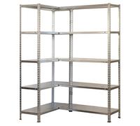 Simon Rack Estantería Esquina Metálica 1800x900x300 mm - Simoncorner | 10 Alturas, Bandeja Metal, 80 kg de Punto Flexión, Galvanizado, Pintura anticorrosión, Montaje sistema clic
