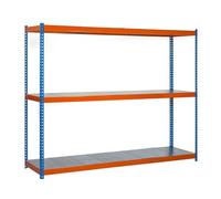 Simon Rack Estanteria Industrial, 1500x1200x450 mm, 600 kg de Punto Flexión, 3 Estantes, Estanterias Almacenaje, Estanterias Metalicas, Azul/Naranja/Galva - SimonTaller
