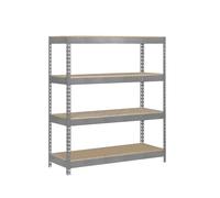 Simon Rack Estanteria Industrial, 2000x1200x450 mm, 300 kg de Punto Flexión, 4 Estantes Madera, Estanterias Almacenaje, Estanterias Metalicas, Galvanizado/Madera - SimonTaller