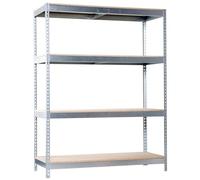 Simon Rack Estanteria Industrial, 2000x1200x450 mm, 400 kg de Punto Flexión, 4 Estantes Madera, Estanterias Almacenaje, Estanterias Metalicas, Galvanizado/Madera - SimonTaller