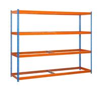 Simon Rack Estanteria Industrial, 2000x1200x600 mm, 400 kg de Punto Flexión, 4 Alturas, Sin Bandejas, Estanterias Almacenaje, Estanterias Metalicas, Azul/Naranja - SimonTaller