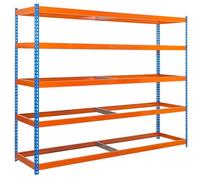 Simon Rack Estantería Industrial, 2000x1500x450 mm, 400 kg de Punto Flexión, 5 Niveles, Sin Baldas, Estantería Garaje, Azul/Naranja - Ecoforte