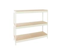Simon Rack Estantería Industrial, 2000x1500x450 mm, 600 kg de Punto Flexión, 3 Estantes Madera, Estantería Garaje, Blanco/Madera - Simonforte