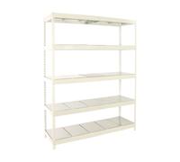 Simon Rack Estantería Industrial, 2000x1500x450 mm, 600 kg de Punto Flexión, 5 Estantes Metálicos, Estantería Garaje, Blanco/Galva - Simonforte