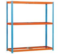 Simon Rack Estanteria Industrial, 2000x1500x900 mm, 600 kg de Punto Flexión, 3 Alturas, Sin Bandejas, Estanterias Almacenaje, Estanterias Metalicas, Azul/Naranja - SimonTaller