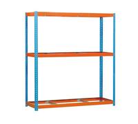 Simon Rack Estanteria Industrial, 2000x2400x600 mm, 400 kg de Punto Flexión, 3 Alturas, Sin Bandejas, Estanterias Almacenaje, Estanterias Metalicas, Azul/Naranja - SimonTaller