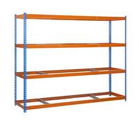 Simon Rack Estanteria Industrial, 2000x2400x900 mm, 400 kg de Punto Flexión, 4 Alturas, Sin Bandejas, Estanterias Almacenaje, Estanterias Metalicas, Azul/Naranja - SimonTaller