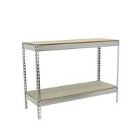 Simon Rack Estanteria Industrial, 900x1200x450 mm, 600 kg de Punto Flexión, 2 Estantes Madera, Estanterias Almacenaje, Estanterias Metalicas, Galvanizado/Madera - SimonTaller