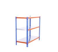 Simon Rack Estanteria Metalica, 1000x1000x300 mm, 3 Baldas de Metal, 180 kg de Punto Flexión, Estanterias Almacenaje, Azul/Naranja/Galva - Simonclick