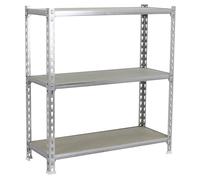Simon Rack Estanteria Metalica, 1000x1100x300 mm, 3 Alturas, Bandeja Madera, 200 kg de Punto Flexión, Estanteria Almacenaje, Galvanizado/Madera - Maderclick